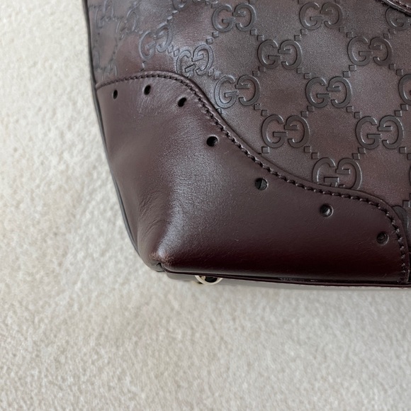 Gucci Guccissima Punch Tote Burgundy Calf Leather Bag - Picture 4 of 15